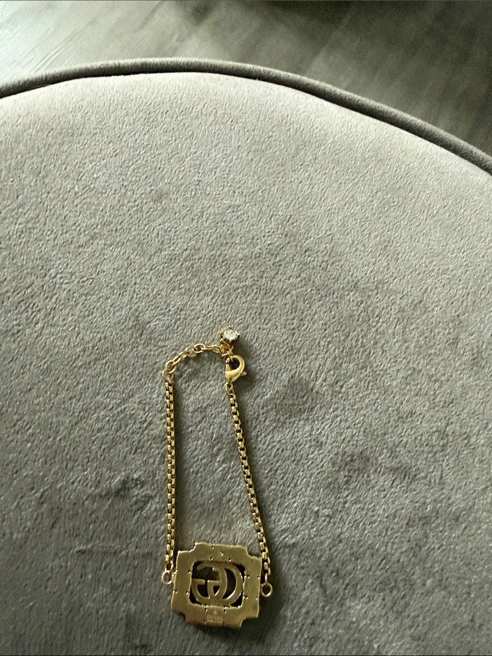 Gucci Gold Tone GG Rhinestone Crystal Link Bracelet